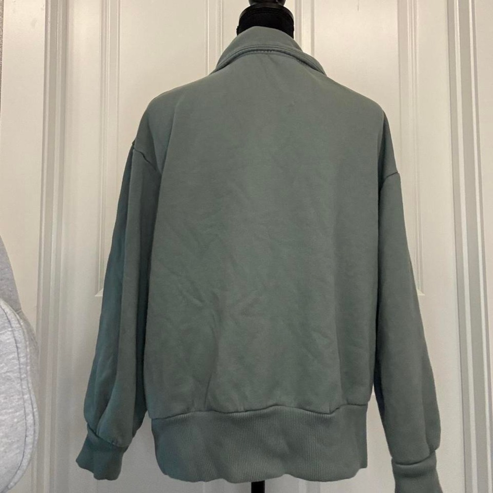 Sage Green 1/4 Zip Fleece‎ Pullover XXL Oversized - Picture 3 of 4